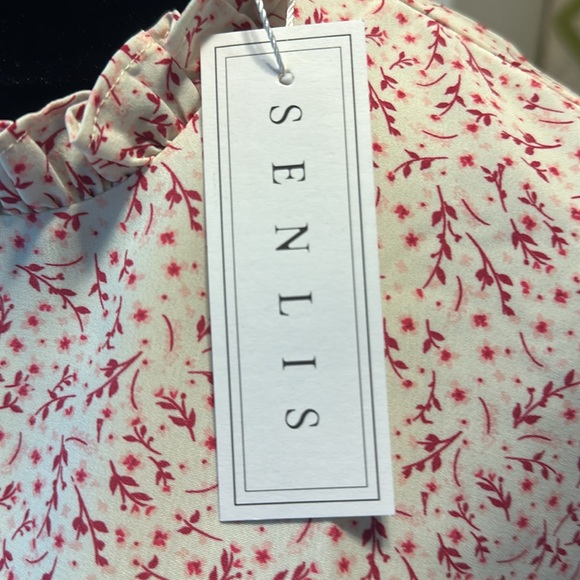 SENLIS Julie Smocked Long Sleeve Mini Dress Pink Country Floral size medium - Picture 9 of 13